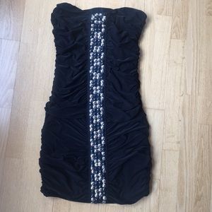 Strapless black dress